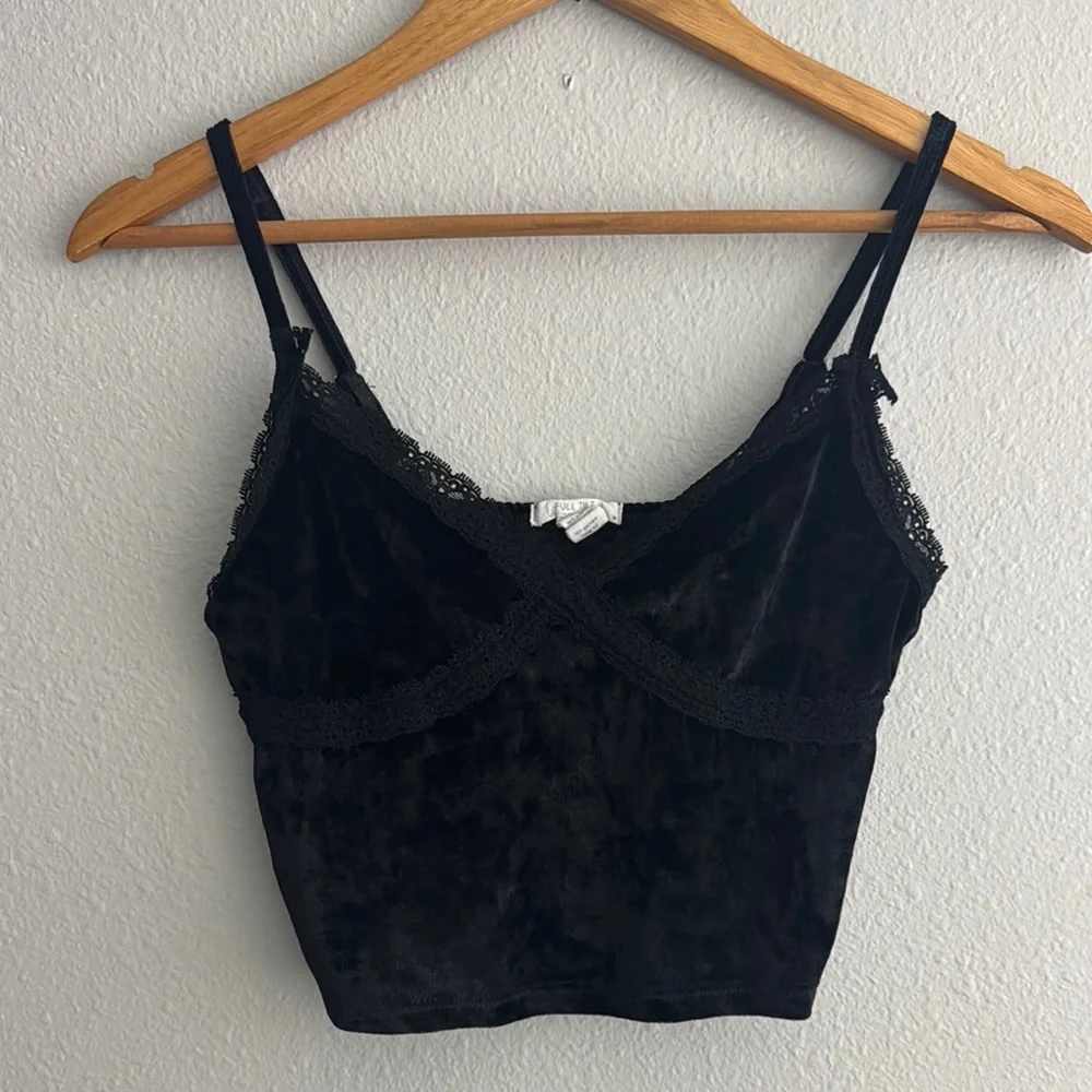 Black velour crop top, medium - Picture 1 of 8